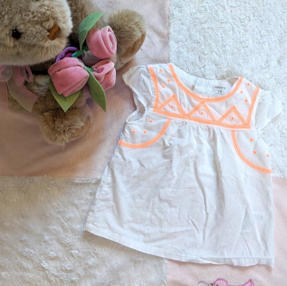 Carter's | White/Neon Orange Tribal Top